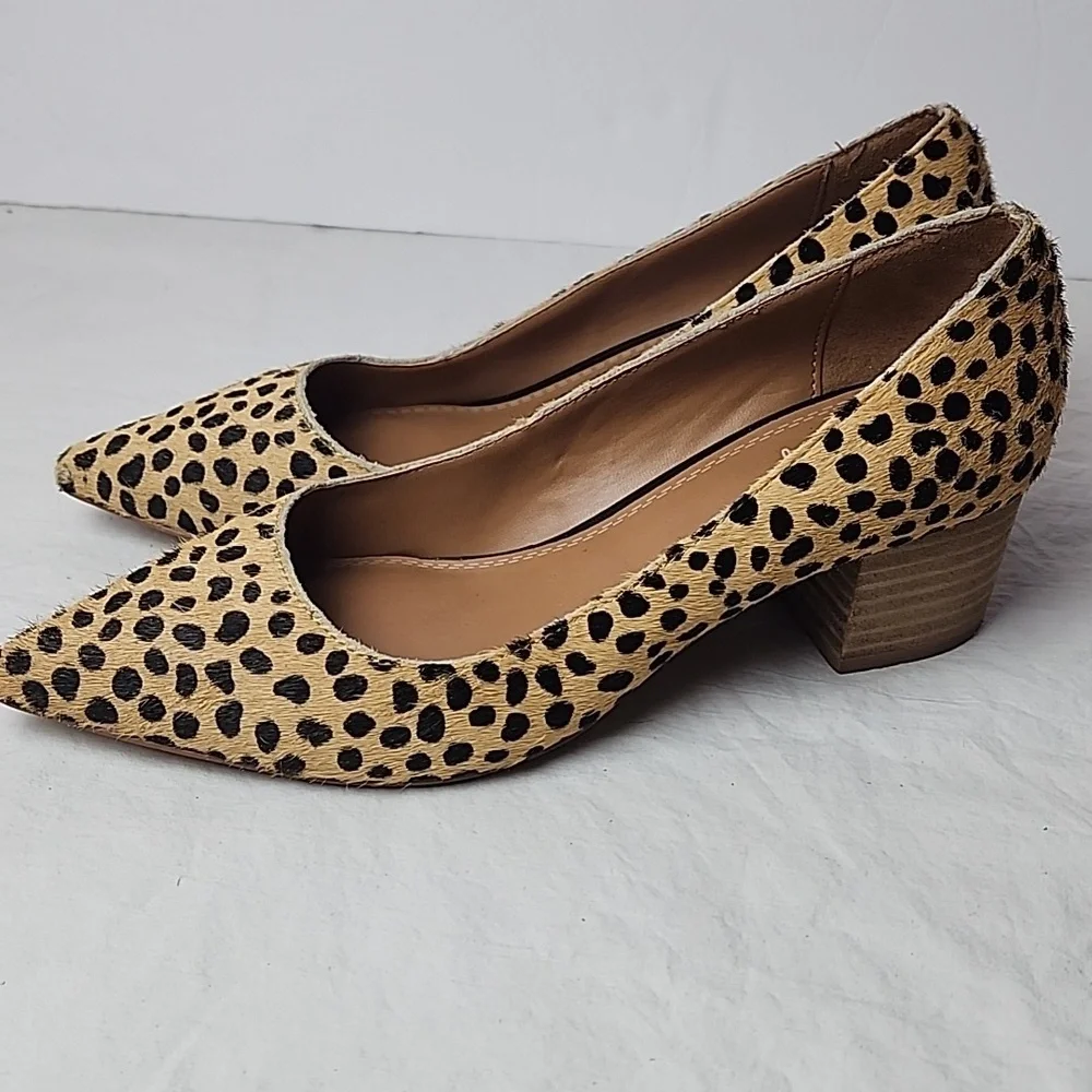 Crown Vintage Juryan Pump Leopard Print Leather Upper 2" Block Heel Size 6 - Picture 2 of 8